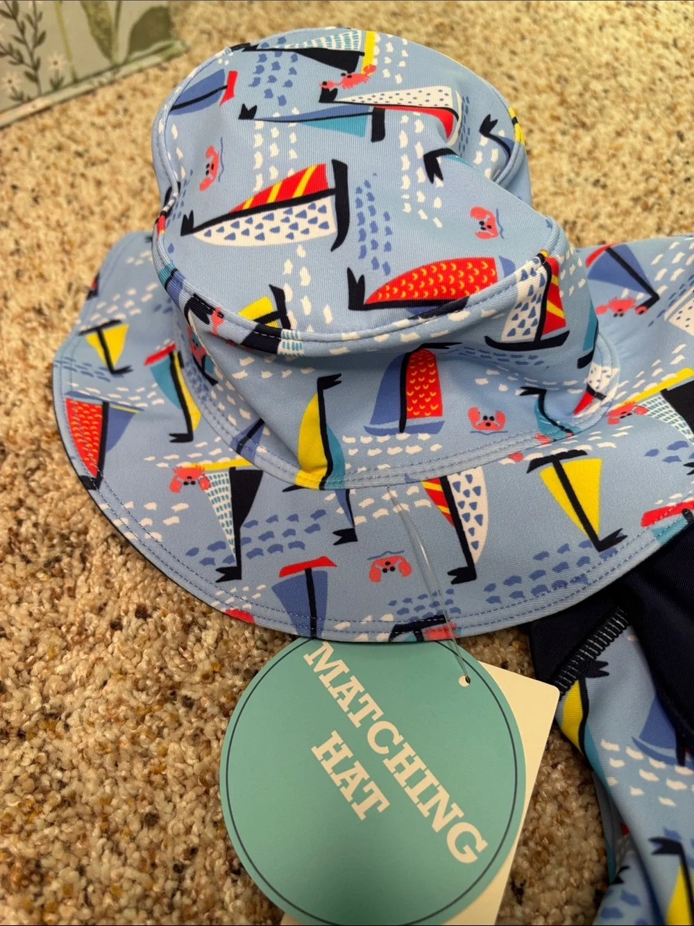 Kids Sailboat UV Swim Set - Light Blue with Navy Accents